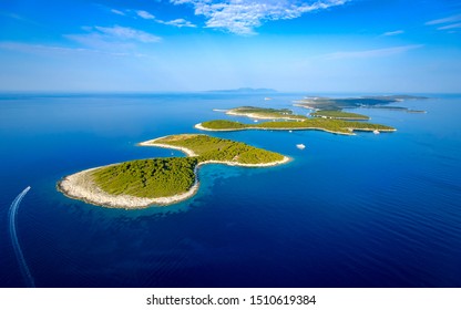 Pakleni Island Chain, Shot From A Helicopter Above Hvar City.