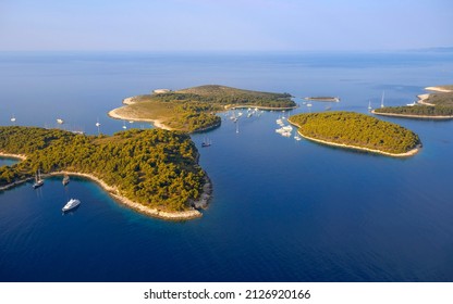 Pakleni Island Chain, Shot From A Plane Above Hvar City.