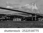 Dolmabahçe palace and Bosphorus straight bridge capture from ferry