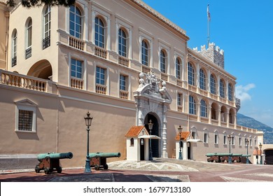 Palace facade - official residence of Prince of Monaco in Monaco-Ville, Monaco.