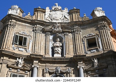 Palace facade at Quattro Canti square in Palermo - Shutterstock ID 2244591249