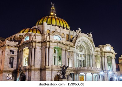 Palace of Fine Arts in Mexico City seen at night