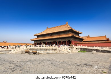 Palace Of Heavenly Purity In Beijing Forbidden City Under The Blue Sky