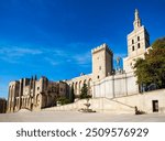 Palace of the Popes or Palais des Papes and Avignon Cathedral in Avignon city, southern France