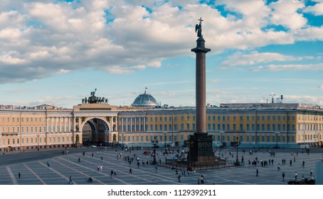 Palace Square Aerial View In St. Petersburg, Russia. 