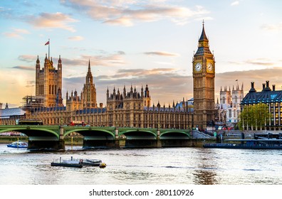 The Palace of Westminster in London in the evening - England