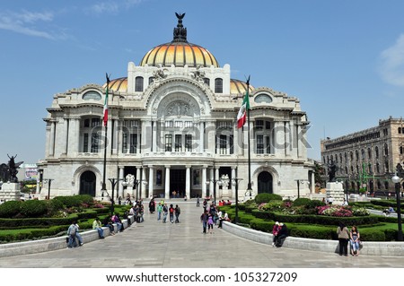 The Palacio de Bellas Artes (Palace of Fine Arts) is a prominent cultural center in Mexico City.