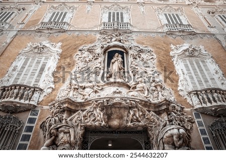 Palacio del Marques de Dos Aguas in Valencia, Spain with its Rococo architecture, detailed alabaster carvings  sculptures. It's now the Gonzalez Marta National Museum of Ceramics and Decorative Arts.