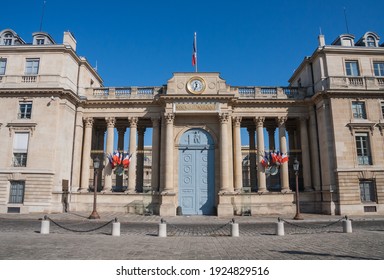 Palais Bourbon (Bourbon Palace) Or French National Assembly Back Entrance On University Street In Paris, France