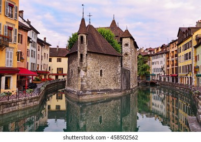 The Palais de l'Isle and old houses at early morning, Annecy, France.