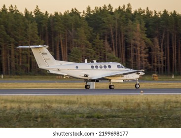 PALANGA, LITHUANIA - SEPTEMBER 2022: United States Army Beechcraft C-12U-3 Huron 84-00181. The Beechcraft C-12 Huron Is The Military Designation For A Series Of Twin-engine Turboprop Aircraft. 