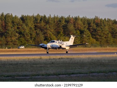 PALANGA, LITHUANIA - SEPTEMBER 2022: United States Army Beechcraft C-12U-3 Huron 84-00181. The Beechcraft C-12 Huron Is The Military Designation For A Series Of Twin-engine Turboprop Aircraft. 