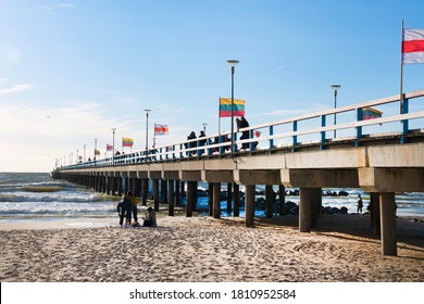 Palanga,Lithuania-5 sept,2020:the bridge to the sea at Palanga,Lithuania.The pier in Palanga. Palanga is a seaside resort town in western Lithuania,on the shore of the Baltic Sea,the busiest summer