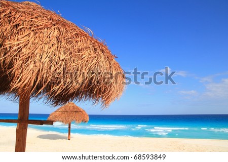 palapa sun roof beach umbrella in caribbean