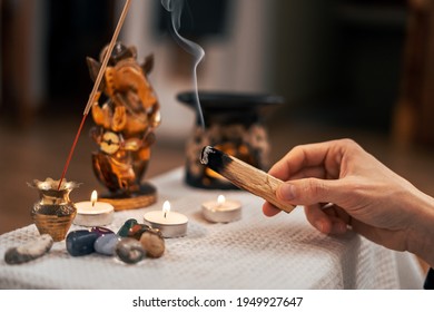 Palasata's Wand Slowly Smoulders With Smoke Near The Meditation Altar.