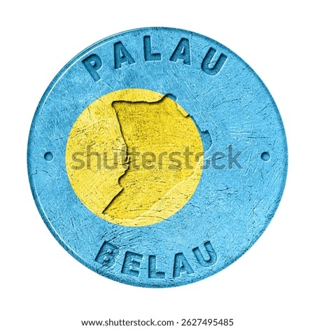 Palau Flag Button with Map, Retro Style