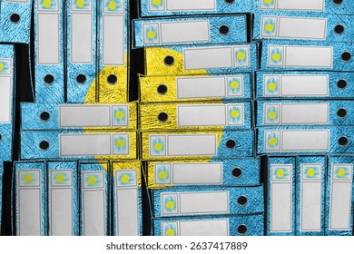 Palau Flag Colors Folder Stack, Bureaucracy and Government Administration Concep