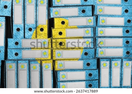 Palau Flag Colors Folder Stack, Bureaucracy and Government Administration Concep