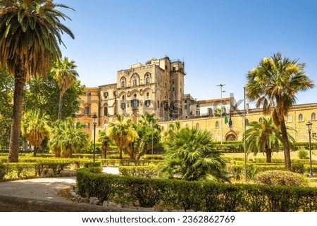 The Palazzo dei Normanni - Royal Palace of Palermo, landmark and tourist attraction in capital of Sicily, Italy, Europe.