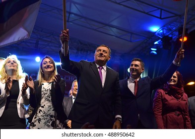 PALE, BOSNIA AND HERZEGOVINA - SEPTEMBER 25: Milorad Dodik Greets Fans In Pale After Meeting And Referendum On The National Day Of Republika Srpska On September 25, 2016.