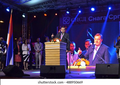 PALE, BOSNIA AND HERZEGOVINA - SEPTEMBER 25: Milorad Dodik Speaks To Fans During A Meeting In Pale After Referendum On The National Day Of Republika Srpska On September 25, 2016.