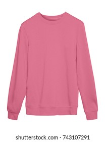 Pale Pink Pastel Sport Blank Sweatshirt Isolated On White