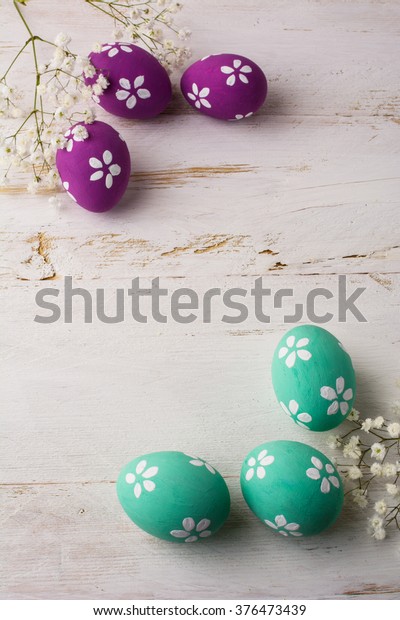 Pale Turquoise Pink Decorated Easter Eggs Stock Photo 376473439 ...