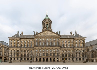 Paleis op de Dam, royal palace on the Dam square in Amsterdam during Covid