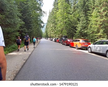 Palenica Białczańska, Poland - August 8, 2019 : People Are Going Towards Morskie Oko In The Tatra Mountains