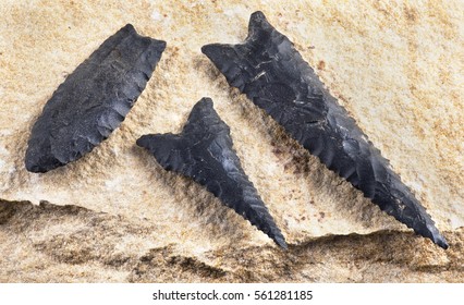 Paleo Dalton Serrated Arrowheads Made 8000 To 9000 Years Ago Found Near Benton, Arkansas.