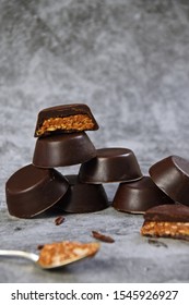 Paleo Dark Chocolate Almond Butter Cups. Vegan, Dairy, Sugar And Gluten Free Homemade Dessert