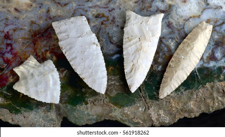 Paleo Midwestern Arrowheads Made 7000 To 8000 Years Ago Found Near Pettis, Missouri.