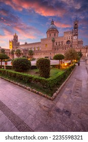 Palermo Cathedral, Sicily, Italy. Cityscape image of famous Palermo Cathedral in Palermo, Italy at beautiful sunset. - Shutterstock ID 2235598321