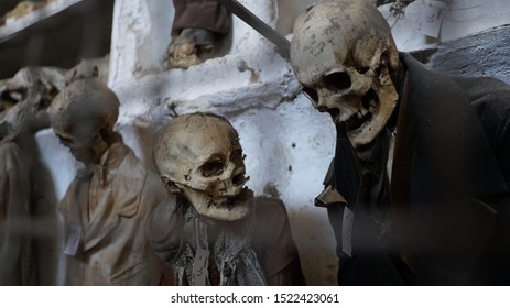 PALERMO, ITALY - APRIL 29, 2019: Catacombs of the Capuchins are burial catacombs in Palermo.