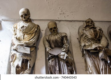 Palermo, Italy, October 2017, Capuchin Catacombs Of Palermo, Mummified Men Bodies