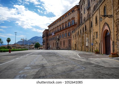 Palermo, Italy, Sicily August 24 2015. Palazzo Dei Normanni, Is The Seat Of The Regional Council And The Presidency Of The Region.