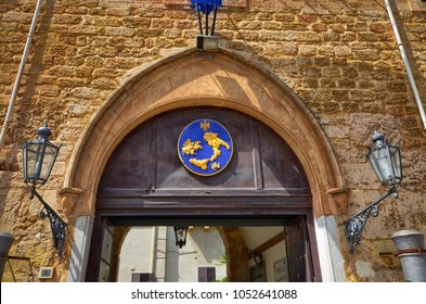 Palermo, Italy, Sicily August 24 2015. Palazzo Dei Normanni, Is The Seat Of The Regional Council And The Presidency Of The Region.