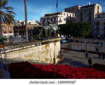 Palermo Sicily Italy - December 15 2019 - Verdi Square.