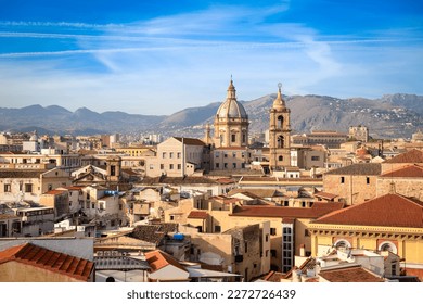 Palermo, Sicily town skyline with landmark towers in the morning. - Powered by Shutterstock