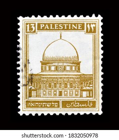 Palestine - circa 1927 : Cancelled postage stamp printed by Palestine, that shows Dome of the rock, circa 1927.