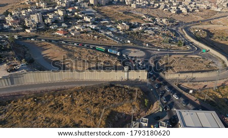 Palestine Hizma Town with Idf Military Checkpoint,Aerial view
Hizma Town Surrounded by Securty wall in North Jerusalem
