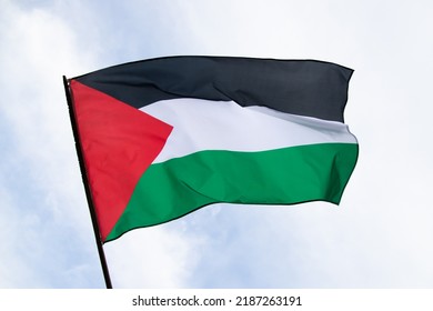 Palestine National Flag Waving Wind International Stock Photo ...