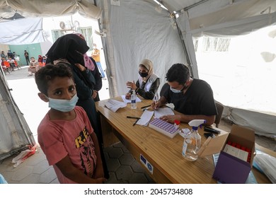 Palestinian Health Worker Takes Samples For Coronavirus At A Health Center In Rafah, In The Southern Gaza Strip, On September 22, 2021.