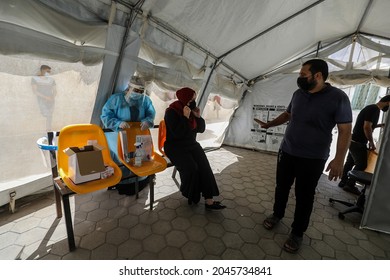 Palestinian Health Worker Takes Samples For Coronavirus At A Health Center In Rafah, In The Southern Gaza Strip, On September 22, 2021.