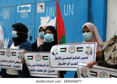 Palestinians Attend A Rally To Protest The Reduction Of The Food Basket Provided By The UN Relief And Works Agency For Palestine Refugees In The Near East (UNRWA) In Gaza Strip, On Oct 18, 2020.