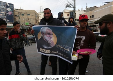 Palestinians Burn US And Israeli Flags And Hold Posters Of Qassem Soleimani Who Was Killed In A US Drone Strike Last Week, During A Protest In Gaza Strip, On Jan 8, 2020. Photo By Abed Rahim Khatib