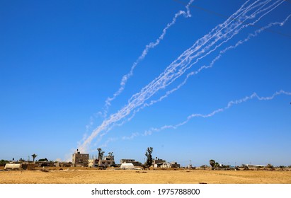 Palestinians Launch Rockets Towards Israel, In Rafah, In The Southern Gaza Strip, On May 18, 2021. Photo: Abed Rahim Khatib