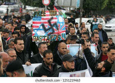 Palestinians Protest The U.S.-sponsored Draft Resolution Condemning Hamas In General Assembly Of The United Nations Meeting, In Rafah Southern Gaza Strip On Dec 06, 2018. 