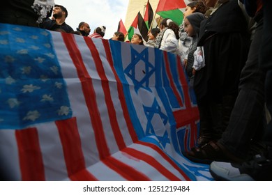 Palestinians Protest The U.S.-sponsored Draft Resolution Condemning Hamas In General Assembly Of The United Nations Meeting, In Rafah Southern Gaza Strip On Dec 06, 2018. 