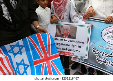 Palestinians Protest The U.S.-sponsored Draft Resolution Condemning Hamas In General Assembly Of The United Nations Meeting, In Rafah Southern Gaza Strip On Dec 06, 2018.